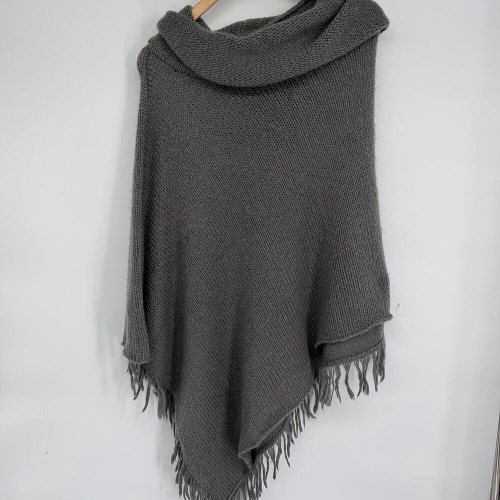 Wooden Ships Sweater Poncho S/M Wool & Mohair Blend Gray Heritage Classic